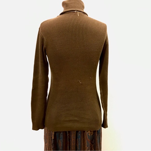 Vintage 1980’s Pierre Cardin brown ribbed turtleneck sweater. Size S. - Picture 6 of 7